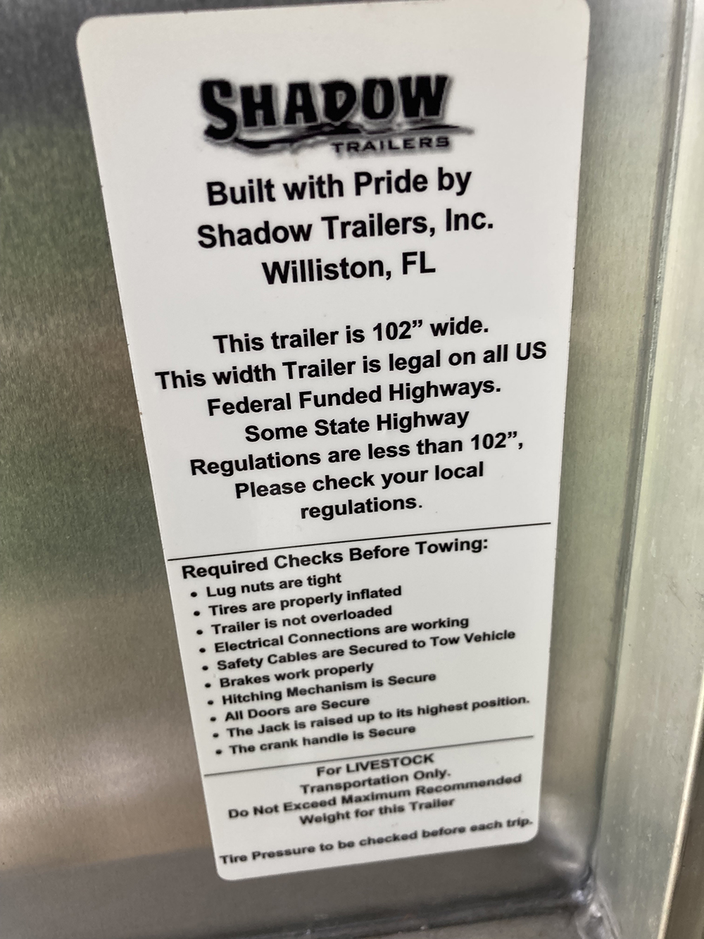 
								SHADOW STABLE MATE TRAILER full									